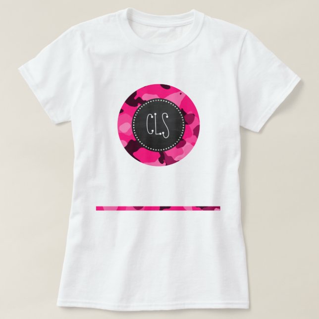 Camiseta Camo cor-de-rosa profundo; aparência do quadro (Frente do Design)