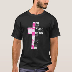 Camiseta Camo-Cristã Cruz-Rosa Verso Mulheres Adolescentes