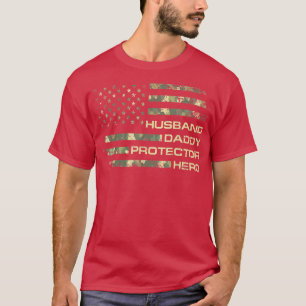 Camiseta Camo de Dia de os pais Herói do Marido Pai Proteto