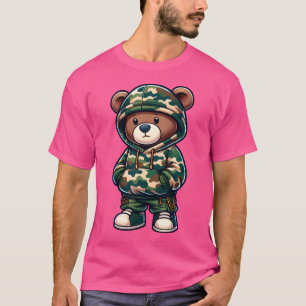 Camiseta Camo Hip Hop Teddy Bear Camouflage Gangsta Streetw