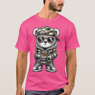 Camiseta Camo Hip Hop Teddy Bear Camouflage Gangsta Streetw