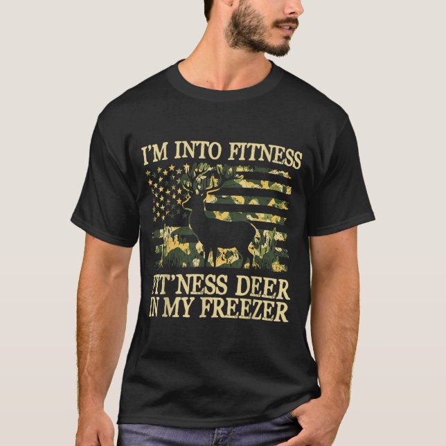 Camiseta Camo Hunting I'm Into Fitness Fit Ness Deer Zer Hu (Frente)