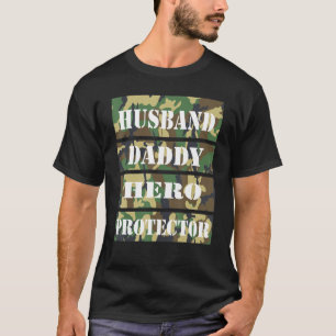 Camiseta Camo Husband Pai Hero Protector Camouflage Fathe