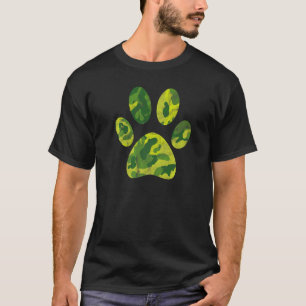 Camiseta Camo Impressão de Pata de Cachorro ou Gato Pegada