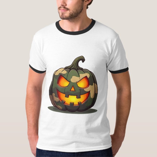 Camiseta Camo Jack O Lantern Veteran Halloween Men Pumpkin (Frente)