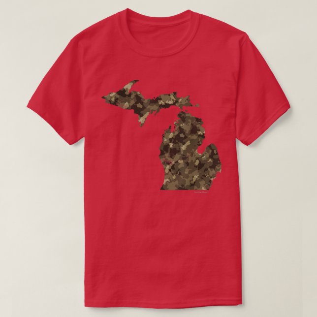 Camiseta Camo Michigan State Map Detroit Mitten (Frente do Design)