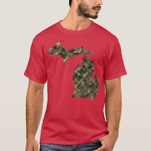 Camiseta Camo Michigan State Map Detroit Mitten