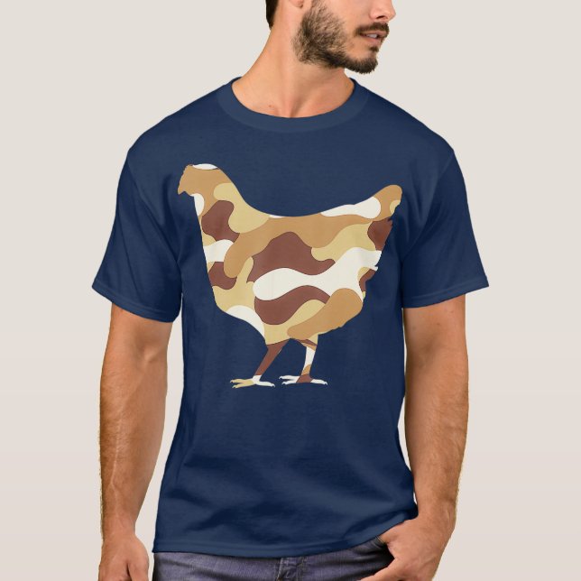 Camiseta Camo Militar de Frango Impressão Hen Fowl Gift (Frente)