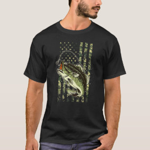 Camiseta Camo Patriótico do Pescador Bandeira Americana Cam