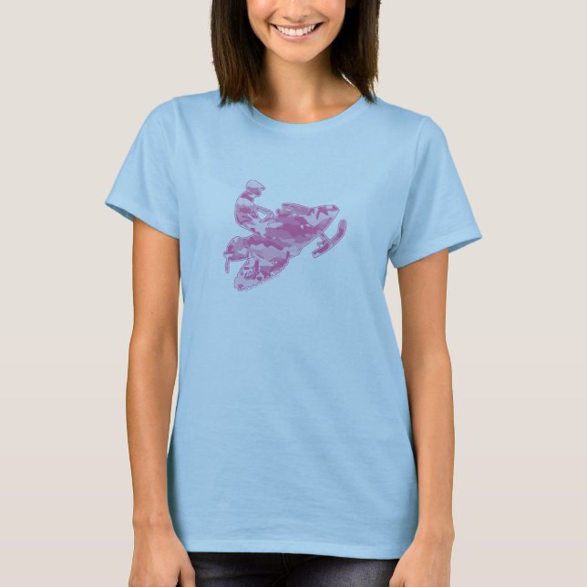 Camiseta Camo Pink Sled em cópia preta (Frente)
