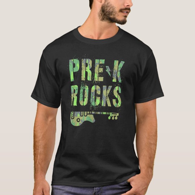 Camiseta Camo Pre K Rocks Camp Teacher Squad Pre School Kid (Frente)