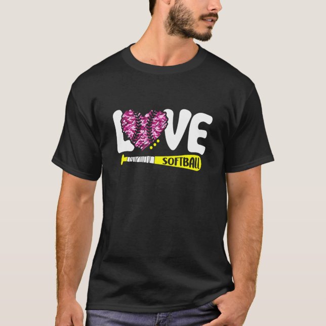 Camiseta Camo Softball Graphic Love Dizendo Texto Para Soft (Frente)