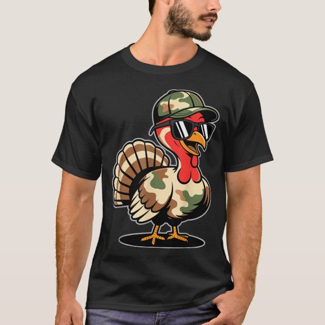 Camiseta Camo Turkey Day Hunting Fall Thanksgiving  (Frente)