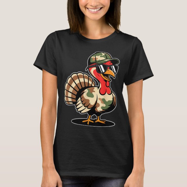 Camiseta Camo Turkey Day Hunting Fall Thanksgiving  (Frente)