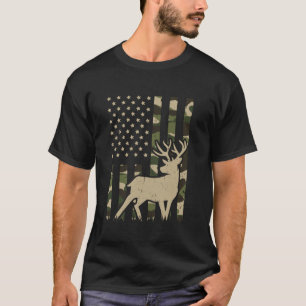 Camiseta Camo US Flag Deer Elk Buck Camouflage Hunt