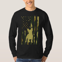 Camo US Flag French Buldog Frenchie Patriot Dog L