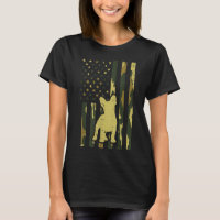 Camo US Flag French Buldog Frenchie Patriot Dog L