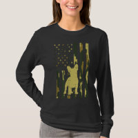Camo US Flag French Buldog Frenchie Patriot Dog L