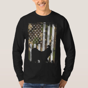 Camiseta Camo Us Flag Shih Tzu Vintage Proprietário Patriót