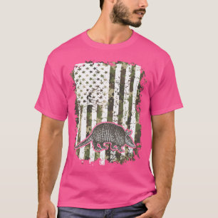 Camiseta Camo USA Flag Armadillo Camoflage Hunter Da