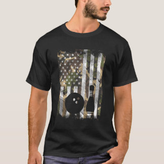 Camiseta Camo USA Flag Boliche Vintage Patriotic Bowler Men