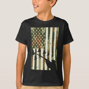 Camiseta Camo USA Flag Quail Pheasant Caça Upland Hunt Pa
