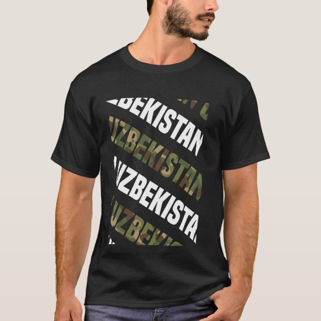 Camiseta Camo Usbequistão Padrão Camouflage Verde (Frente)