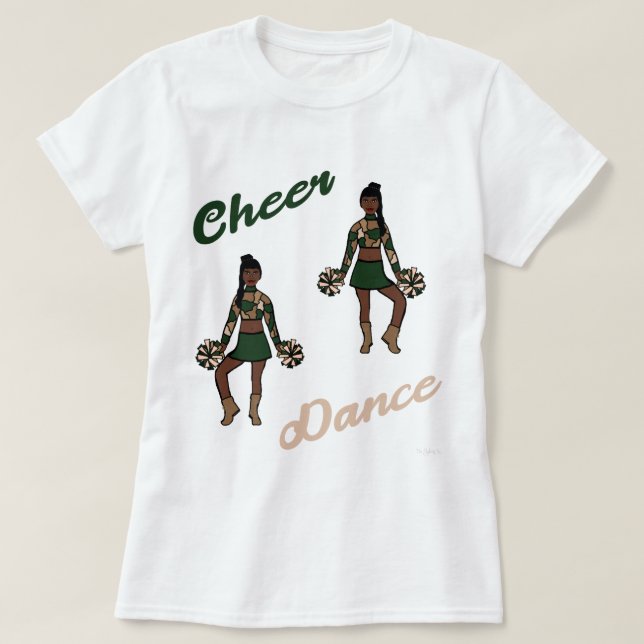 Camiseta Camo Verde Cheer/ Dance T-Shirt) (Frente do Design)