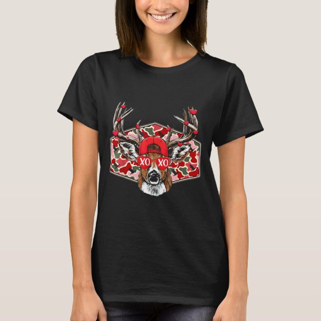 Camiseta Camo Xoxo Valentine Buck Deer Hunting Season Famil (Frente)