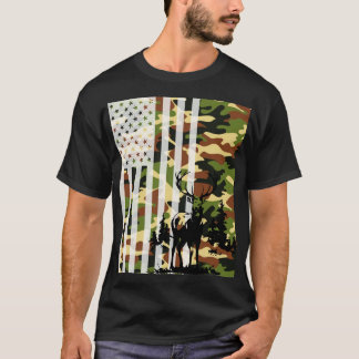 Camiseta Camoflage Caça à Fome, Bandeira do Camo EUA Deer E