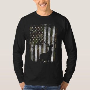 Camiseta Camoflage Caça à Fome, Bandeira do Camo EUA Deer E