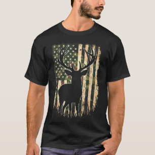 Camiseta Camoflage de caça ao veado da bandeira dos EUA