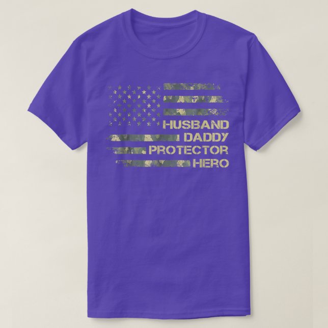 Camiseta Camoue Husband Pai Protetor Herói Exército do Pai (Frente do Design)