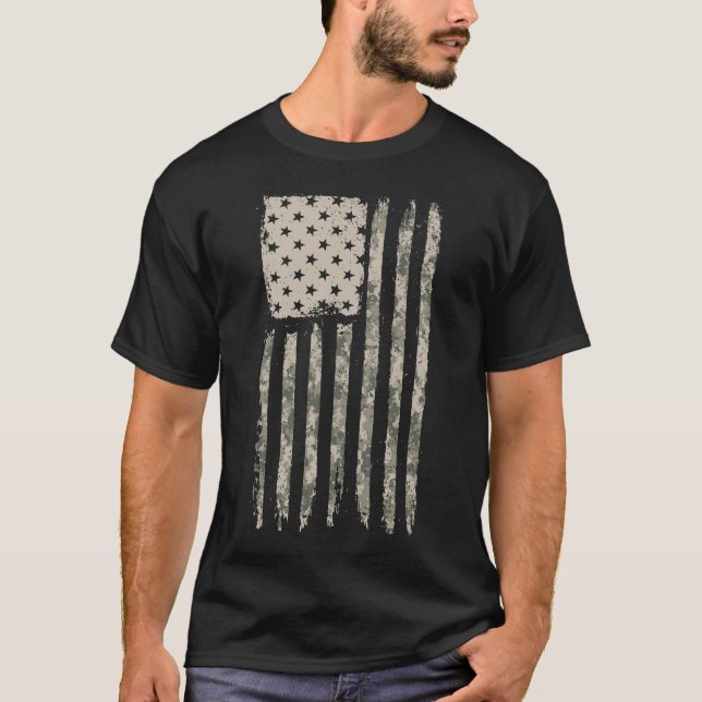 Camiseta Camouflage American Flag Desert Camo USA Flag (Frente)