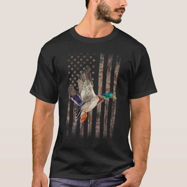 Camiseta Camouflage American Flag Duck Hunting   Ducks Hunt (Frente)