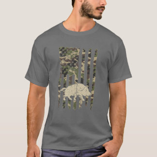 Camiseta Camouflage American Flag Hog Caça Figurume Hunte