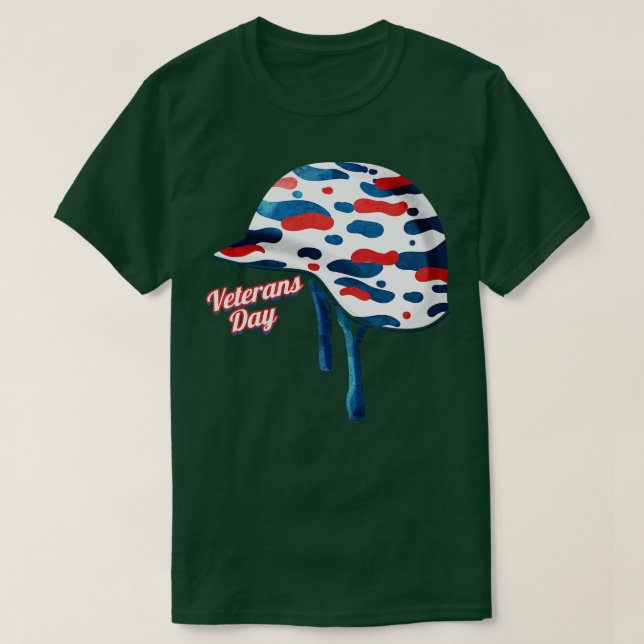 Camiseta Camouflage Helmet Veterans Day (Frente do Design)