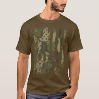 Camiseta Camouflage US Flag Motorcycle United States Bike