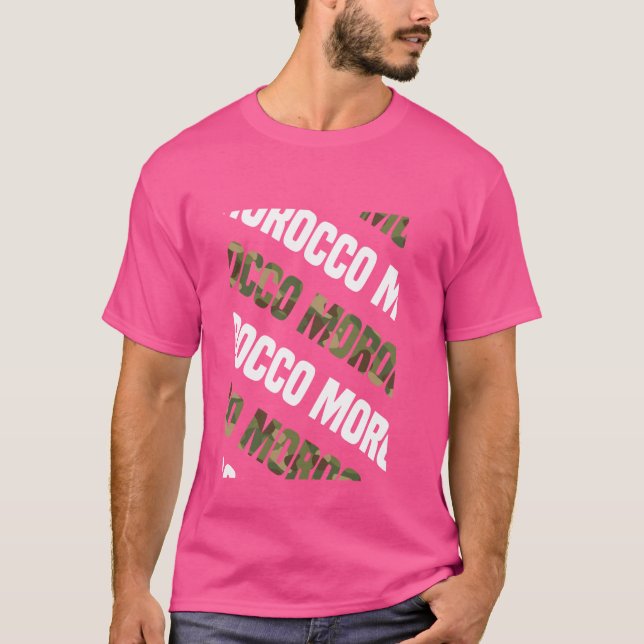 Camiseta Camouflage Verde com Padrão de Marrocos (Frente)