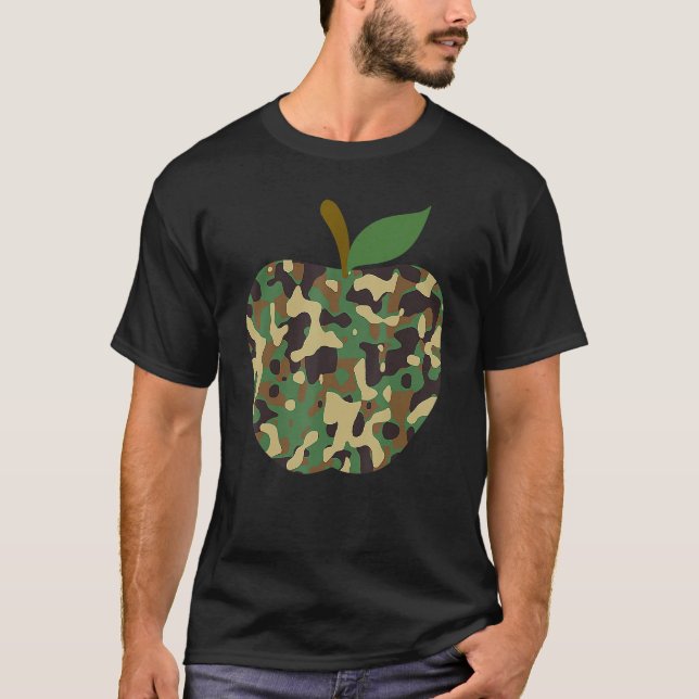 Camiseta Camouflaged Apple First Day Of School Teaching Tea (Frente)