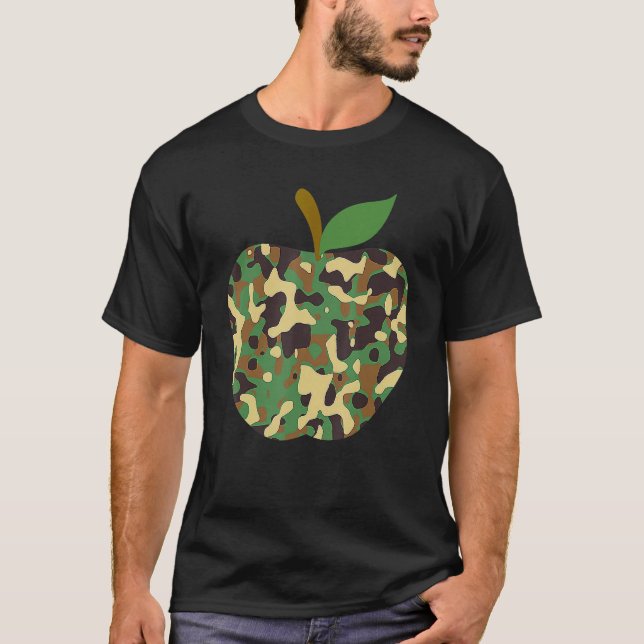 Camiseta Camouflaged Apple First Day Of School Teaching Tea (Frente)