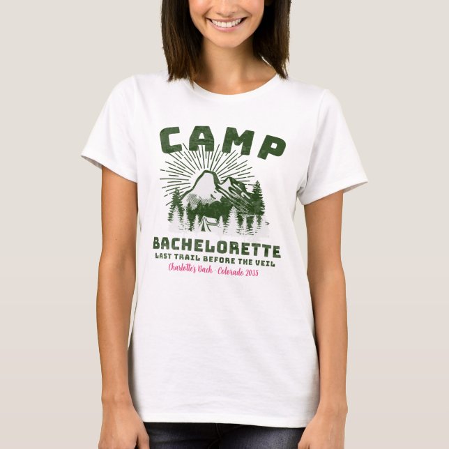 Camiseta Camp Bachelorette Bridesmaid Personalizado (Frente)