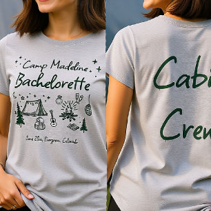 Camiseta Camp Bachelorette Camping Mão Desenhada Tripulação