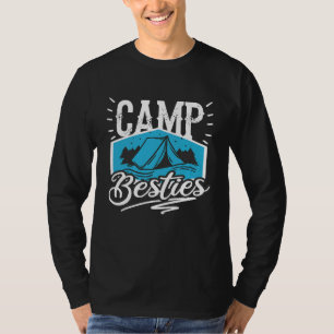 Camiseta Camp Besties Verão Acampamento Meninas Frescas Aca