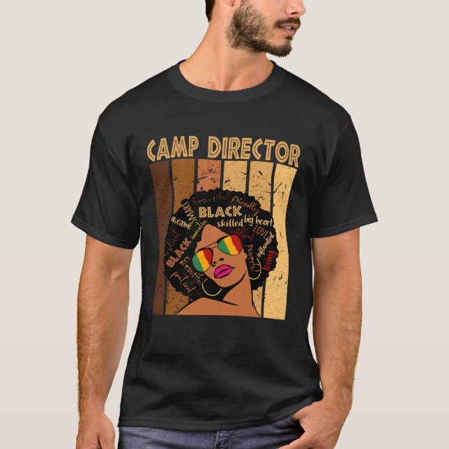Camiseta Camp Director Afro African American Black History  (Frente)