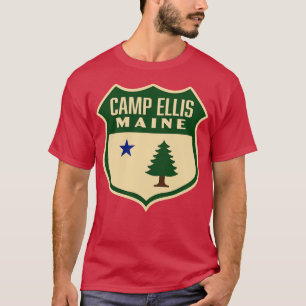 Camiseta Camp Ellis Maine Retro Pine Tree Shield Verde