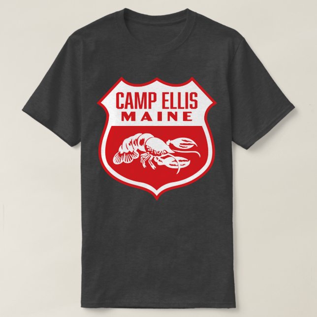 Camiseta Camp Ellis Maine Retro Shield White (Frente do Design)