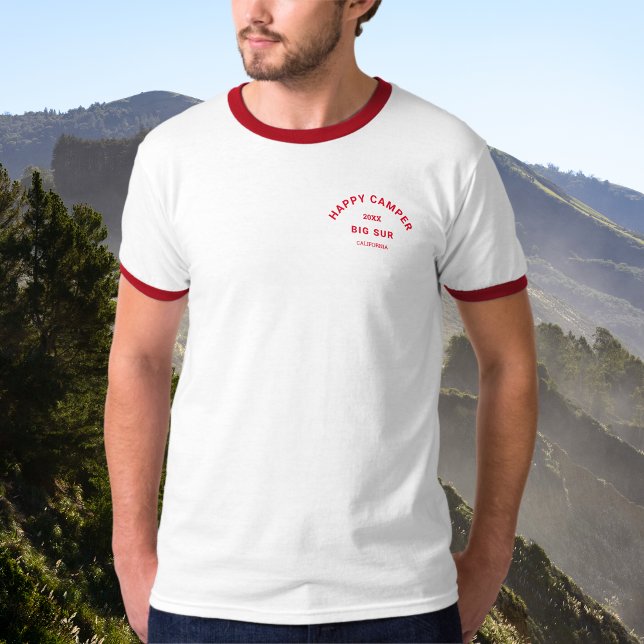 Camiseta Camp Feliz Fim de Semana Retro Red Ringer (Criador carregado)