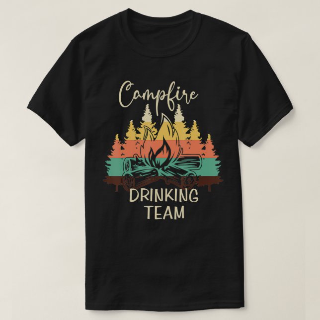 Camiseta Camp Fire Drinking Team Camping  (Frente do Design)