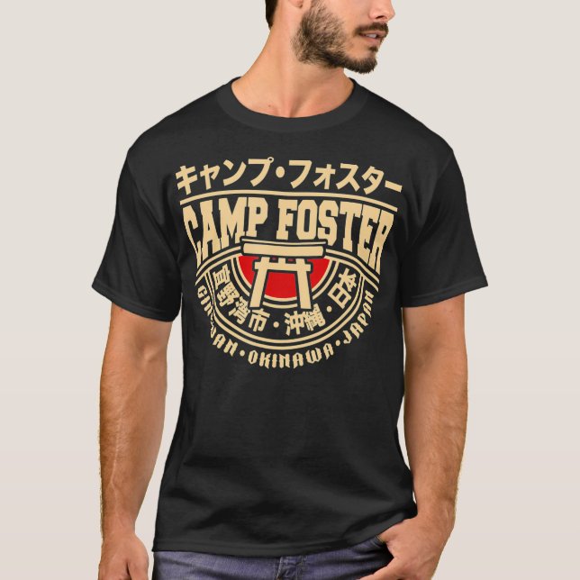 Camiseta Camp Foster Okinawa Japão Ginowan Japonês Kanji C (Frente)